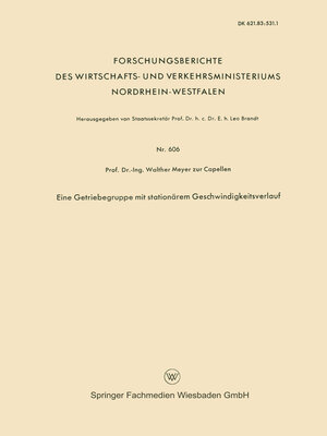 cover image of Eine Getriebegruppe mit stationärem Geschwindigkeitsverlauf